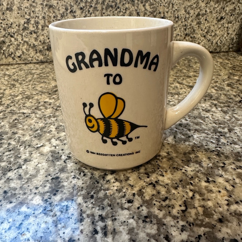 Grandma To Bee Mug - White & Yellow - A 1984 Beegotten Creations Inc Ceramic Mug